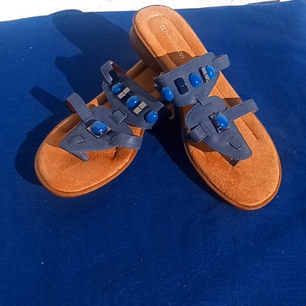 Naturalizer Jamelia Blue Beaded Thong Sandals Size 9